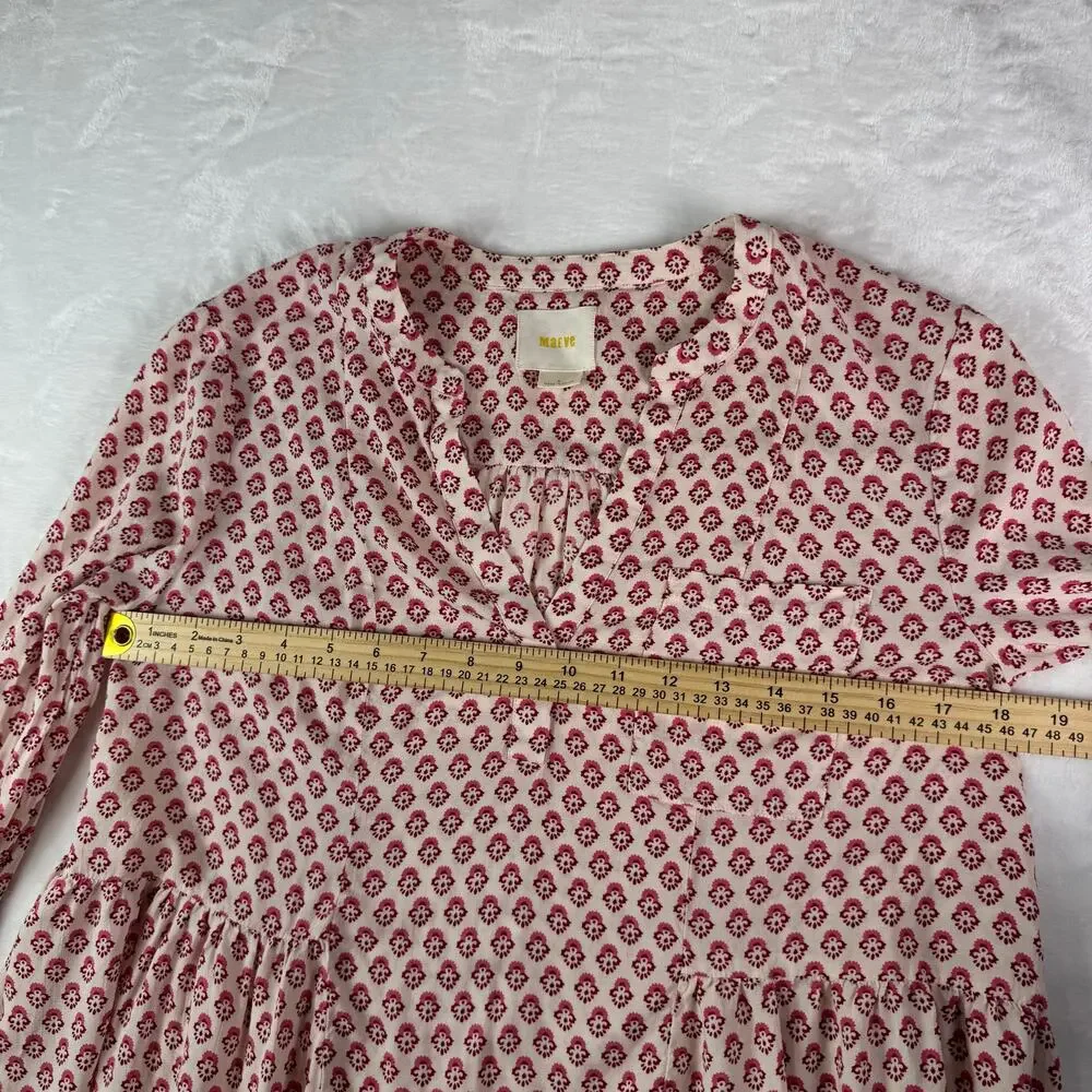 Maeve Pink floral Laiken Henley Tunic Top Sz 6 Flowy Boho Cottagecore - Picture 4 of 9